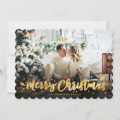 Carte de Noël Joyeuse photo en or violet (Devant)