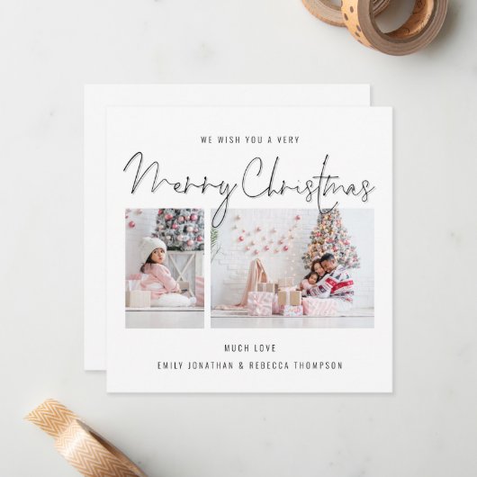 Carte de Noël Joyeuse Photo Modern Script 2 (Devant/Arrière en situation)