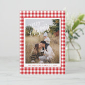 Carte de Noël Joyeuse photo Red Plaid (Debout devant)