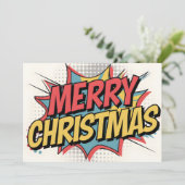 Carte de Noël Joyeuse Pop Art (Debout devant)
