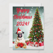 Carte de Noël Joyeuse pour chien de Carlin Funny p (Devant)