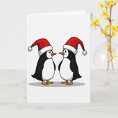 Carte de Noël joyeuse pour les manchots (Fleur jaune)