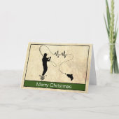 Carte de Noël joyeuse pour l'homme qui aime la pêc (Devant)