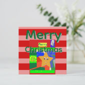 Carte de Noël joyeuse rose rouge (Debout devant)