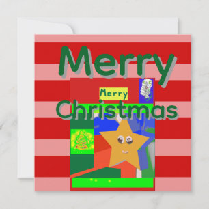 Carte de Noël joyeuse rose rouge