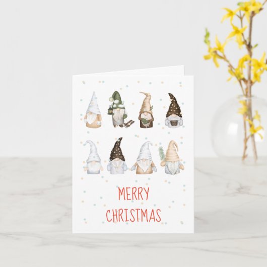 Carte de Noël Joyeuse Scandi Gnome (Fleur jaune)