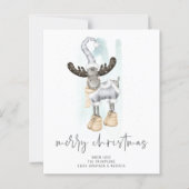 Carte de Noël Joyeuse Script Reindeer Budget (Devant)