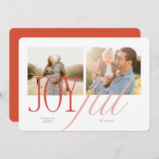 Carte de Noël Joyeuse Typographie (Devant / Derrière)