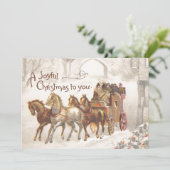 Carte de Noël Joyeuse vintage Cheval Carriage neig (Debout devant)