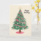 Carte de Noël Joyeuses Fêtes avec sapin (Fleur jaune)