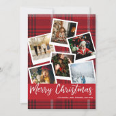 Carte de Noël Joyeux à photo multiple Red Plaid (Devant)