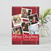 Carte de Noël Joyeux à photo multiple Red Plaid (Debout devant)