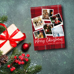 Carte de Noël Joyeux à photo multiple Red Plaid<br><div class="desc">Envoyez une Cheer de Noël avec une photo préférée et votre Carte de Noël Joyeux et Multiphoto Rouge Plaid Instant.</div>
