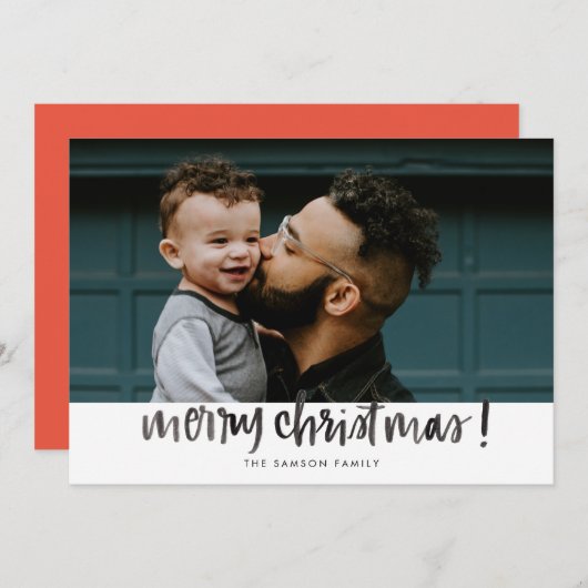 Carte de Noël Joyeux Aquarelle (Devant / Derrière)