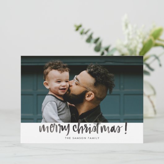 Carte de Noël Joyeux Aquarelle (Debout devant)