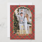 Carte de Noël Joyeux Arc Rouge Plaid (Devant)