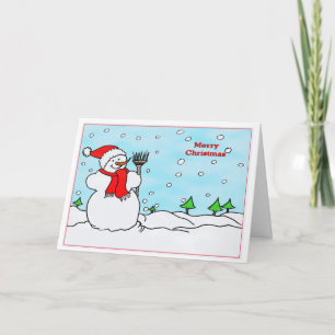 Carte de Noël joyeux avec bonhomme de neige