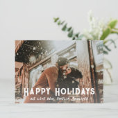 Carte de Noël Joyeux avec photo pleine page et typ (Debout devant)