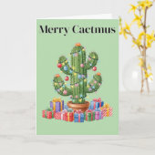 Carte de Noël - Joyeux cactmus (Fleur jaune)