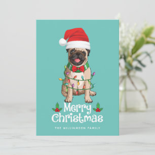 Carte de Noël joyeux chien Carlin