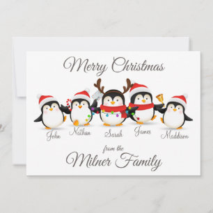 Carte de Noël Joyeux de la famille Penguin