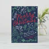 Carte de Noël joyeux dessinée à la main (Debout devant)