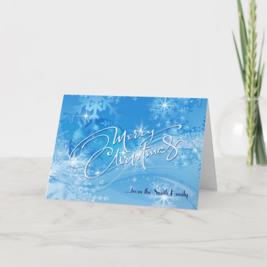 Carte de Noël Joyeux d'hiver bleu (Devant)