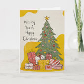 Carte de Noël Joyeux en lin de luxe (Devant)