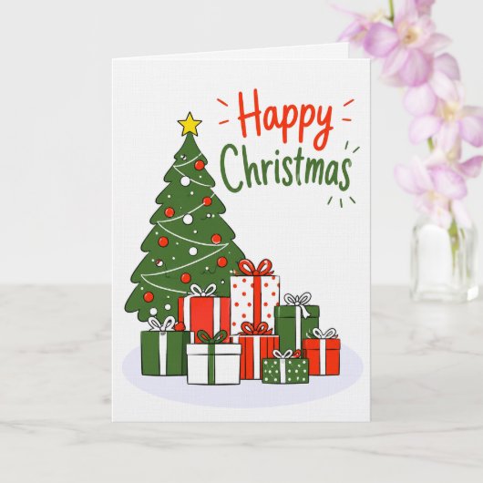 Carte de Noël Joyeux en lin de luxe (Orchidée)