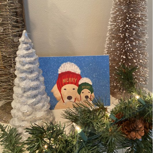 Carte de Noël Joyeux et Chiens Lumineux