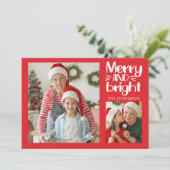 Carte de Noël Joyeux et Rouge clair en blanc (Debout devant)