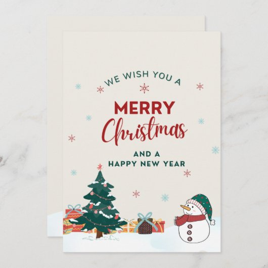 Carte de Noël Joyeux Forêt d'Aquarelle (Devant / Derrière)