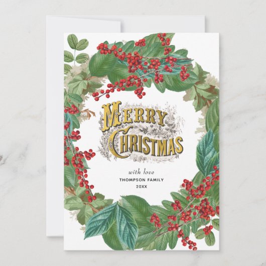 Carte de Noël Joyeux Joyeux Script Or Moderne (Devant)