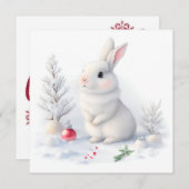 Carte de Noël Joyeux Lapin Neige (Devant / Derrière)