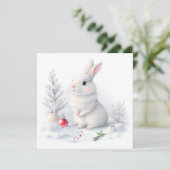 Carte de Noël Joyeux Lapin Neige (Debout devant)