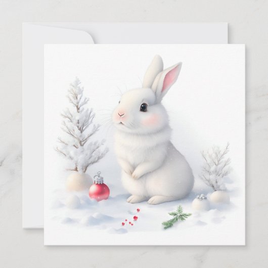 Carte de Noël Joyeux Lapin Neige (Devant)