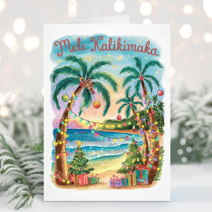 Carte de Noël joyeux Mele Kalikimaka hawaïenne