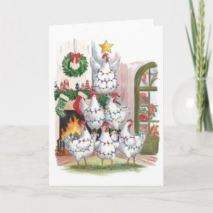 Carte de Noël Joyeux Noël Amoureux des Poulets