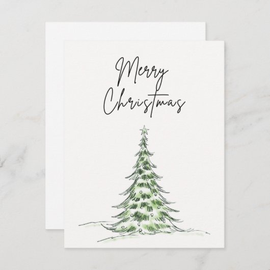 Carte de Noël "Joyeux Noël" - Arbre (Devant / Derrière)