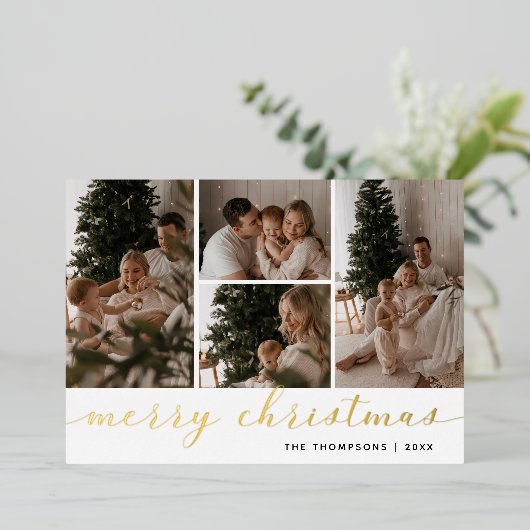 Carte de Noël Joyeux Noël avec script minimal quat (Debout devant)