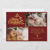 Carte de Noël Joyeux Noël en rouge avec écriture m (Devant)