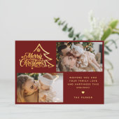 Carte de Noël Joyeux Noël en rouge avec écriture m (Debout devant)