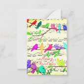 Carte de Noël Joyeux Noël Oiseaux Musicaux Chanson (Devant)