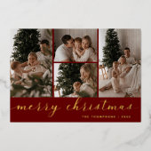 Carte de Noël Joyeux Noël Rouge à Script Minimal Q (Recto)