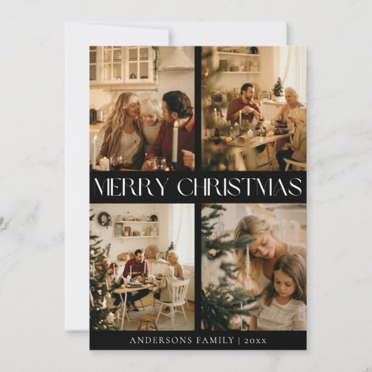 Carte de Noël Joyeux Noir Moderne (Devant)