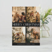 Carte de Noël Joyeux Noir Moderne (Debout devant)