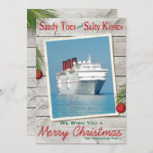 Carte de Noël Joyeux panneau de plage (Devant / Derrière)