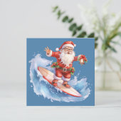Carte de Noël Joyeux Père Noël Surfing (Debout devant)
