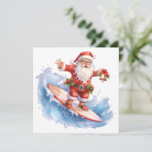 Carte de Noël Joyeux Père Noël Surfing (Debout devant)