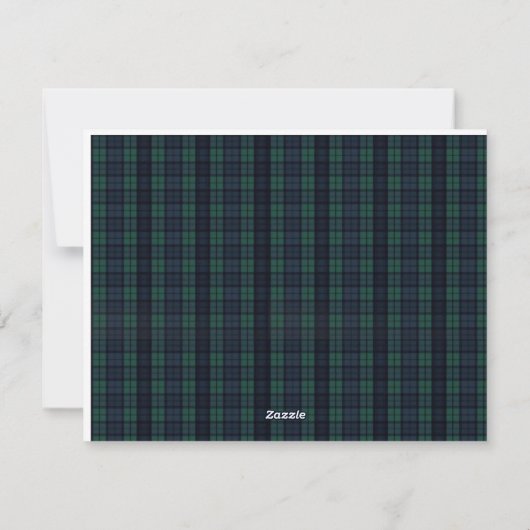 Carte de Noël Joyeux Plaid Bleu et Vert (Dos)